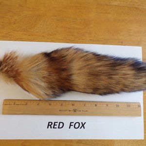XL RED FOX TAIL keychain purse charm, 14-16" long, super fluffy - real fur